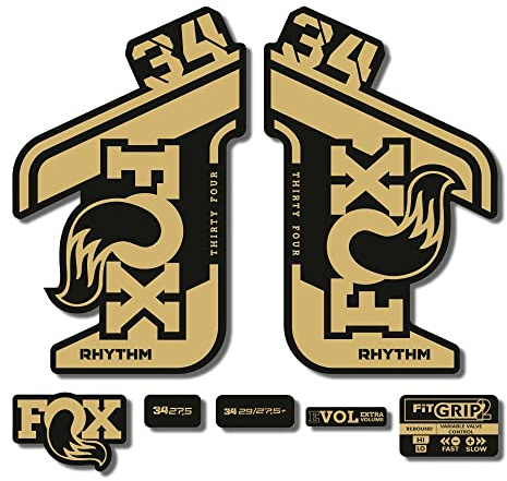 STAR SAM Autocollants compatibles avec fourche de vélo Fox 34 Rhythm 2021 Or métallisé 1 cm