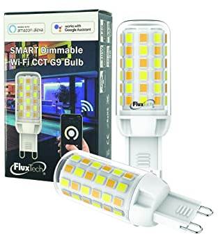 FluxTech - Wi-Fi Smart dimmbare CCT Farbe G9 Glühbirne x 2 Stück - 2. Generation verbesserte Version [Energieklasse A+] (SWF-CCT-240-M2)