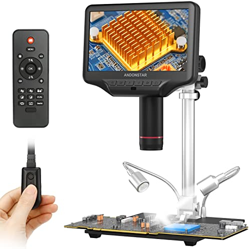 Andonstar AD407 Pro 3D HDMI Löten Digital Mikroskop, 4MP 2160P UHD Video Record, 7 Zoll Einstellbarer LCD Bildschirm USB Video Elektronische Mikroskope für Reparatur, Leiterplatte, SMT SMD DIY