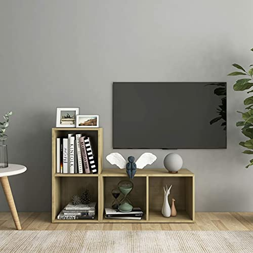Mogou TV-möbler 2 st, vardagsrum TV-möbler, vardagsrumsmoduler, TV-skåp, TV-bord, spånskiva ek Sonoma 107 x 35 x 37 cm