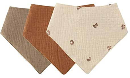 Uposao 3-pack triangulära haklappar, mjuka och absorberande, bomullsbandana-haklappar för flickor med 2 justerbara tryckknappar för pojkar och flickor, typ 1, en storlek