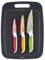 Zyliss E910068 Cutting Board Knife Set, Board Made from Recycled Wood Fibre 37cm x 27cm, Includes Paring Knife, Serrated Paring Knife and Utility Knife for Chopping Vegetables/Fruit, Dishwasher Safe