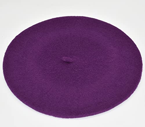 tcax Baskenmütze Damen Leichte Künstler-Barett-Hüte Für Damen Teenager-Mädchen, Die Einfarbigen Barett-Flachhut Mischen, Lila, 56-57 cm