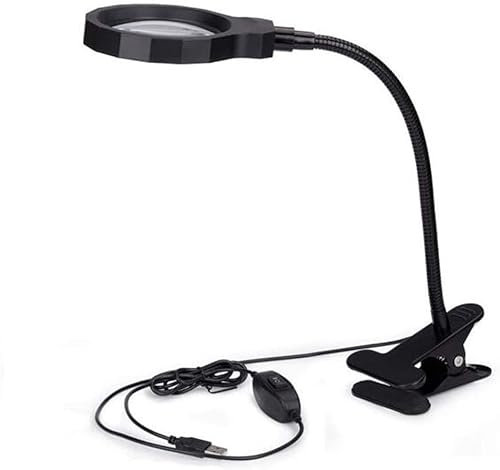 HWSY Lampe loupe à Pince loupe à LED - Lampe loupe 5X - Lampe de Table et de Bureau à Pince 2 en 1 Lampe de Table et de Bureau à économie d'énergie LED Lumière du Jour Ultra Lumineuse, idéale pour la