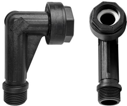 Verschraubung Kunststoff-Winkelverschraubung und Dichtung QUICK RELEASE 90° 1’’ IG Überwurfmutter an der kurzen Seite x 1’’ AG PP-Fitting Kupplung Klemmverbinder