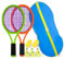 Kinder-Tennisschläger mit Tasche, Kunststoffschläger inklusive 4 Schaumstoffbällen, 6 Badminton-Federbällen für Kinder (über 3 Jahre), Kleinkinder für Outdoor-/Indoor-Sport (Dunkelorangegrün)