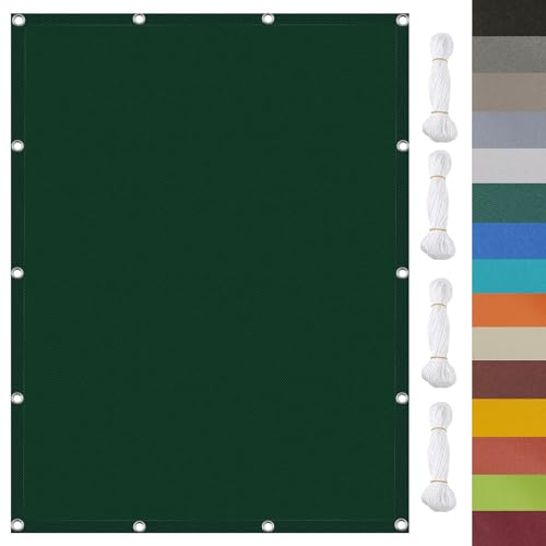 Sonnensegel Nach Maß mit Ösen, 5 x 10 m Sonnenschutz 98% UV Schutz,Quadrat PES Polyester, Segel Baldachin,Überdachung Plane, mit Ösen, für Balkon Garten, Dunkelgrün