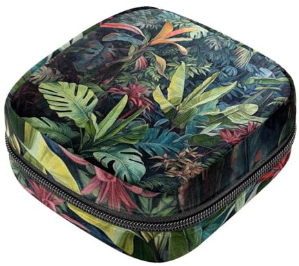 Borsa per assorbenti igienici, piante tropicali, 530, per il primo ciclo mestruale, per ragazze e donne, sacchetto per coppette mestruali femminili
