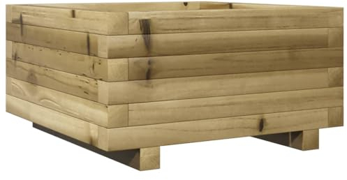 vidaXL Jardinière 50x50x26,5 cm Bois de pin imprégné, jardinière d'extérieur, bac à Fleurs, boîte à Plantes, jardinière de terrasse