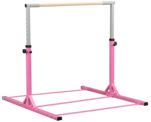 Pedivelo Gymnastic Bars Adjustable Horizontal Kip High Bar Junior Kids Training Home Gym (pink)