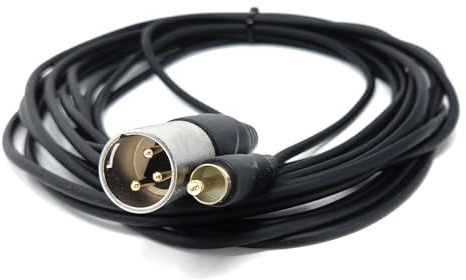 DRUT Câble XLR mâle à 3 broches vers RCA phono pour audio HiFi, instruments de musique, mixeur, microphone, câble plaqué or, 5 m