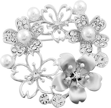 SOIMISS Ausgehöhlte Blumenbrosche Reversnadel Silberlegierung Mit Perle Damen Schmuck Accessoire Für Hochzeit Und Kleidung