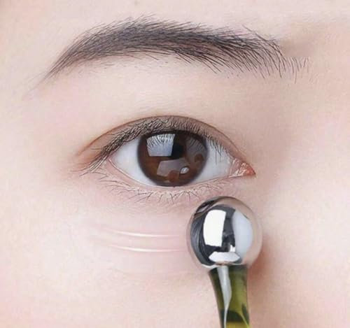 Eye Cream Massage Roller, Facial Lymphatic Drainage Relief, Anti-Aging Skincare Tool with Metal Ball Massager for Dark Circles and Puffiness