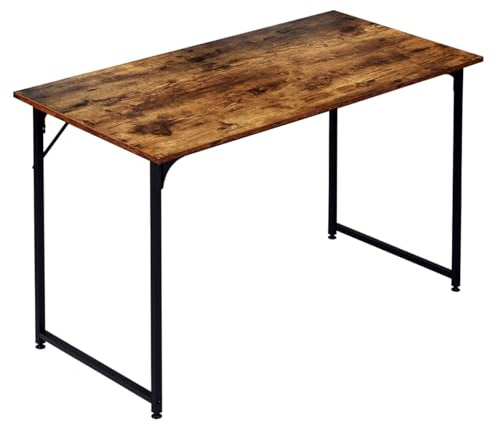 T-LOVENDO.ES Mesa de Ordenador Estrecha, Escritorio de 120 cm x 60 cm, Pequeña Mesa de Oficina de Diseño Industrial, para Oficina en Casa, Estudio, Salón, de Trabajo, Estructura de Metal, Madera
