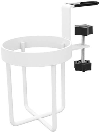 Gralara Supporto per bevande da scrivania con clip, organizer per tazza, portabicchieri da tavolo, Bianco