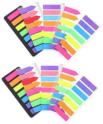 SHOWERORO Fluoreszierende Buchregister Selbstklebende Seitenmatten 10 Sets Stabiler Kunststoff Ideal Für Schule Und Büro