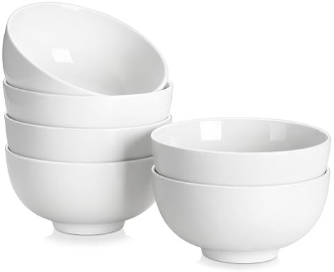 MALACASA 26 oz Cereal Bowls, Ceramic Soup Bowls Set of 6, Ivory White Serving Bowls for Salad, Rice, Pasta, Breakfast, Dessert, Dishwasher & Microwave Safe, Series Regular