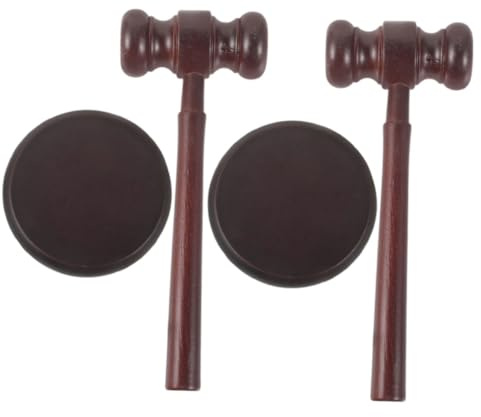 Toyvian Juego de 2 Mazos de Juez de Madera para Niños, Mini Martillo de Subasta en Color Café, Seguro y Educativo, Accesorios de Disfraz para Juegos de rol y Aprendizaje en Casa