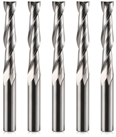 Juego de 5 fresas en espiral con vástago de 6 mm, diámetro de corte de 6 mm, longitud de corte de 32 mm, fresadoras CNC de carburo para carpintería, espiga, grabado de ranura y grabado