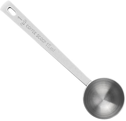 Gosknor Cuchara Dosificadora de Acero Inoxidable con Mango Largo para Café, 1 Cucharada Dosificadora Cuchara Multiusos para Café Molido Espresso Té Azúcar Cacao Harina y Más (15ml)
