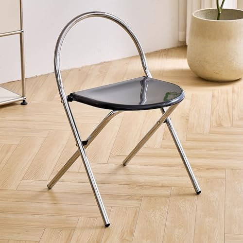xjdagaoge Sedie Pieghevoli in Plastica, Portata 330 Libbre, Sedia Pieghevole for Piccoli usi Domestici, Sgabello Pieghevole Portatile, Rosa(Black)