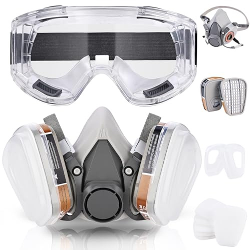 Faburo Masque anti-poussière avec filtre pour peinture, poussière et formaldéhyde, ponçage, polissage, pulvérisation et autres travaux