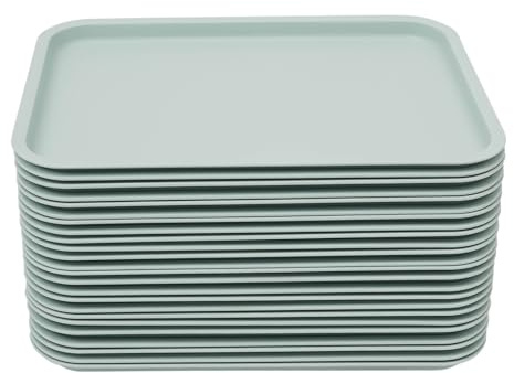Fast Food - Lot de 24 plateaux de service rectangulaires - En plastique antidérapant - 36 x 27 x 2 cm - Pour restaurants rapides, cantines, cafétérias - Bleu