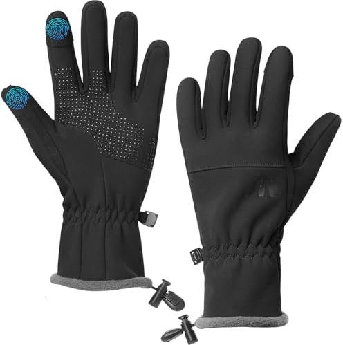 Monimo - Gants d'hiver pour femmes et hommes - Gants de cyclisme imperméables avec écran tactile pour la conduite, la course, l'entraînement, la randonnée, les sports, Noir , L