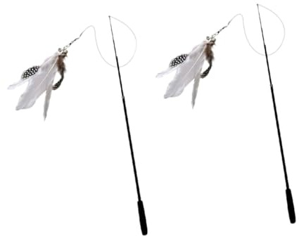 ibasenice 2stücke Katzenzauberstab mit Langem Griff für Schutz vor Kratzern Lustiges Design zur Stressreduktion Robustes Katzenspielzeug für Stundenlangen Spielspaß zu Hause
