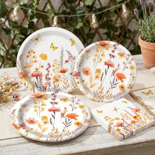 accessoires fête fleurs sauvages assiettes fleuries serviettes action | accessoires fête fleurs sauvages assiettes fleuries serviettes action de grâce décoration table automne récolte fête bébé
