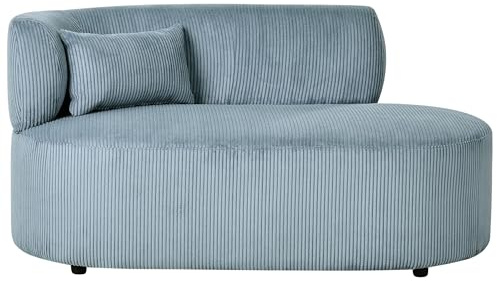 Beliani Chaiselongue Cord blau Links mit Kissen hohe Lehne oval luxuriös Vanvey