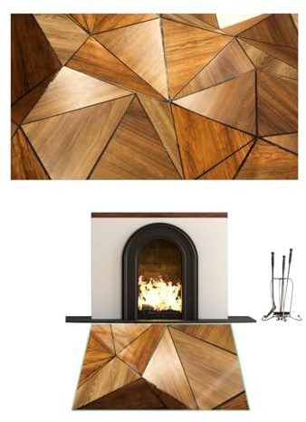 TMK ArtDeko Glasplatte für Kaminofen 80x52 cm – Funkenschutzplatte Glas Rechteckig – Feuerfeste Bodenschutzplatte Kamin