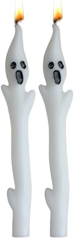 Hitburu Bougies Halloween | 2 Pièces Décoration de Table Halloween - Bougies Effilées Effrayantes pour Maison Hantée Table à Manger Chambre Fenêtre Couloir Décoration Intérieure Cheminée