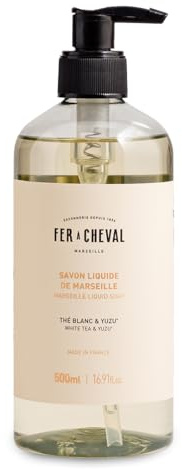 Fer à Cheval Savon Liquide de Marseille Thé Blanc & Yuzu 500 ml 97% d'Ingrédients d'Origine Naturelle
