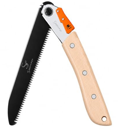 ss shovan Pruning Saw, 10 Inch Folding Hand Saw with Secure Lock | Triple Ground Teeth and Beech Wood Handle, Tree Saw for Wood, Gardening, Camping and Bushcraft
