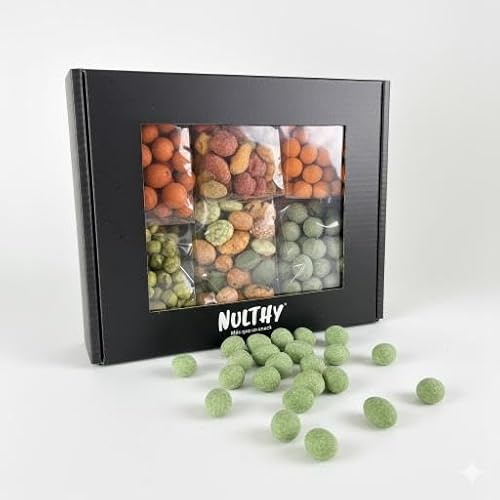 NULTHY - Caja de Aperitivos Picantes La Picantona, 6 Variedades Gourmet, Wasabi y Chili, Snack Exótico Crujiente, Para Regalar