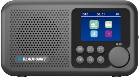 Blaupunkt DR8BK Tragbares DAB+ UKW-Radio, Bluetooth 5.3, 2,4 Zoll Farbdisplay, 1800 mAh USB-C-Akku, Dual-Alarm, Kopfhörerausgang – kompakt und leicht