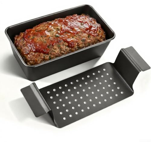 Moule à pain de viande, antiadhésif pour égoutter les graisses avec plateau d'égouttement, moule à pain facile à démouler pour une cuisine et un service sains