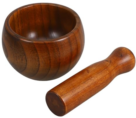 FOMIYES Mortier et Pilon en Bois D’acacia 1 Set – Bol à Ail et Pilon Manuel pour Écraser Ail, Épices et Herbes – Ustensiles Cuisine Simples, Lisses et Pratiques pour Usage Domestique