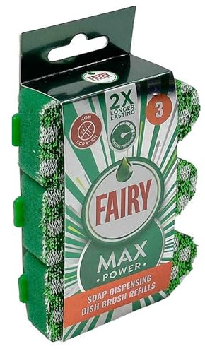 APXB Fairy Soap Dispensing Non Scratch Sponge Scourer Dish Brush Replacement Refill Heads, Durable Long Lasting Bulk Pack Of 3