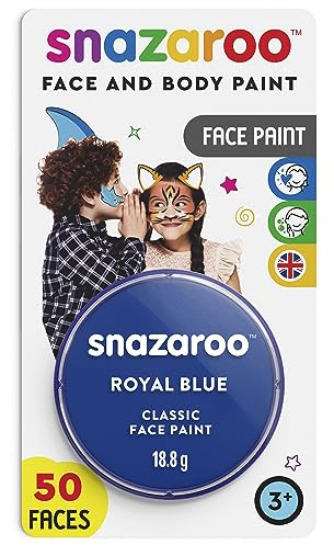 Snazaroo 1119344 Schminkfarbe - Royal Bau , 18ml Blister - hautfreundliche Gesichtschminke auf Wasserbasis, wasservermalbar, parabenfrei, Face & Bodypaint Farbe für Kinder & Erwachsene