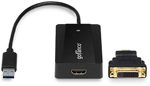 gofanco USB 3.0 to HDMI or DVI Video Graphics Card Adapter for Multiple Monitors w/Audio Up to 2560x1440 for Windows & Mac Systems Using DisplayLink [Includes HDMI-to-DVI Converter Part], Black