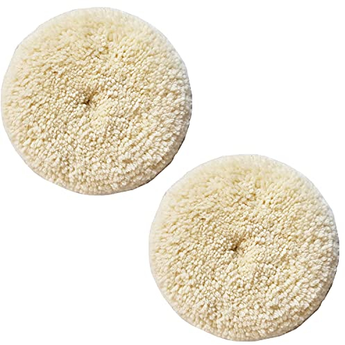 Sisha-A Wool Polishing Pads, 2 Pack 7 (180mm) Buffing Pads with Hook and Loop Back for Compound, Cutting & Polishing, 100% Natural Wool, Thick and Aggressive