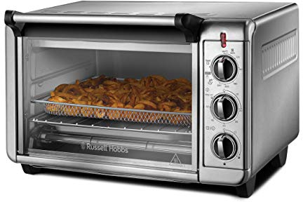 Russell Hobbs Backofen Airfryer [5-in-1: Heißluftfritteuse, Minibackofen, Grill, Toaster, Warmhaltefunktion] Express (22,8l, Pizza Ø 30cm, inkl. Frittierkorb,Backblech,Grillrost) Umluft- Ofen 26095-56