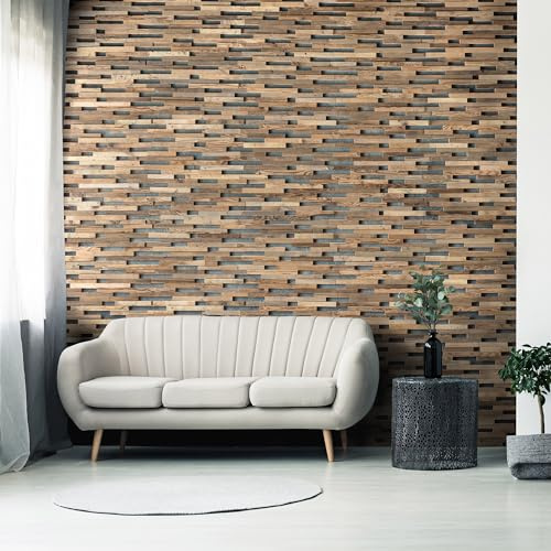 Wooden Wall Design Wandverkleidung aus Altholz 3D Optik Natürliches Vintage Holz Wandpaneele Wanddekoration Holzverkleidung Holzwand Wanddesign model Expo. (1m2)