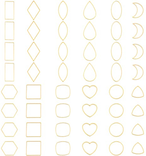 UNICRAFTALE 48 Stk 12 Stil 304 Edelstahl Gold Verbindungsringe Tropfen Herz Rauten Verbindungs Anhänger 18-26mm Lang Verbindungsringe Rahmen Verbindungs Für Halsketten Armbänder Schmuckherstellung