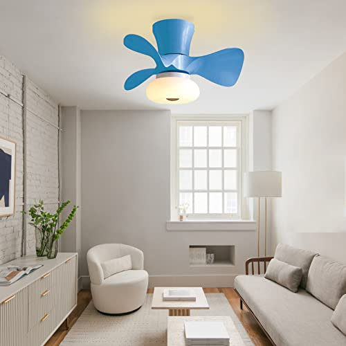 Lampadario con Ventilatore da Soffitto LED Dimmerabile Motore Reversibile Ventilatore da Soffitto con Luce e Telecomando Moderno Silenzioso 6 velocità Lampadario Ventilatore Camera Bambini-Blue