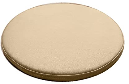 ZIBENE Sitzkissen Rund 30cm, Stuhlkissen Rund Leder, rutschfest Stuhlauflage Esszimmerstuhl Durchmesser 30cm Waschbar, Wasserfest Sitzpolster Gartenstuh Innen DraußEn Beige