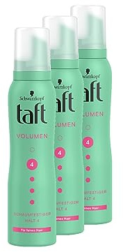 Taft Schaumfestiger Volumen für feines Haar, Haltegrad 4 (150 ml), Haarschaum für Volumen und starken Halt, Haarstyling mit 24 Stunden langanhaltendem Halt, 3x 150 ml