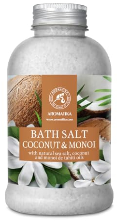Bath Salt Coconut & Monoi 600g - Natural Sea Salt - Bath Additive with Monoi de Tahiti and Coconut Oil - Soothing & Relieves Fatigue - Relaxation - Body Care - Relaxation - Aromatherapy